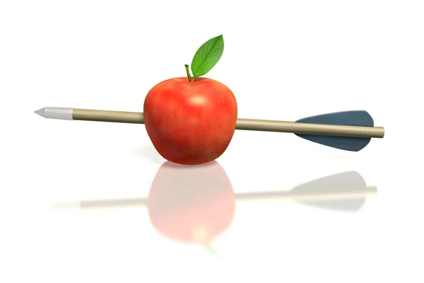 Red apple with arrow — Stock Photo, Image