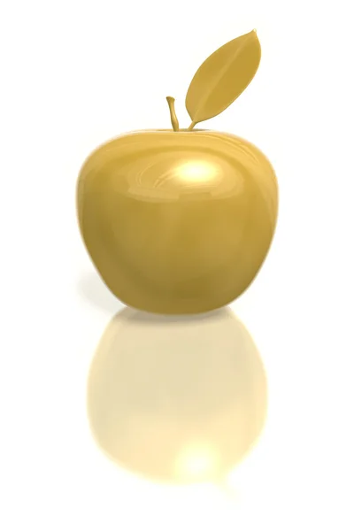 Golden apple med blad — Stockfoto