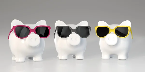 Piggy bank - colorful sunglasses — Stock Photo, Image