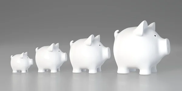 Piggy bank - increasing size (profile) — Stock Photo, Image