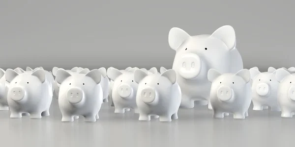 Banco Piggy - Grupo com grande porco — Fotografia de Stock