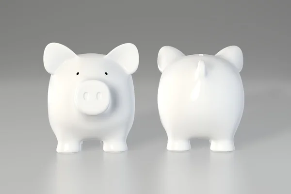 Piggy bank - front and back — Stock Photo, Image