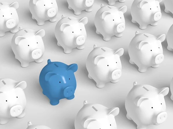 Piggy bank - grid with blue pig — Stock Photo, Image