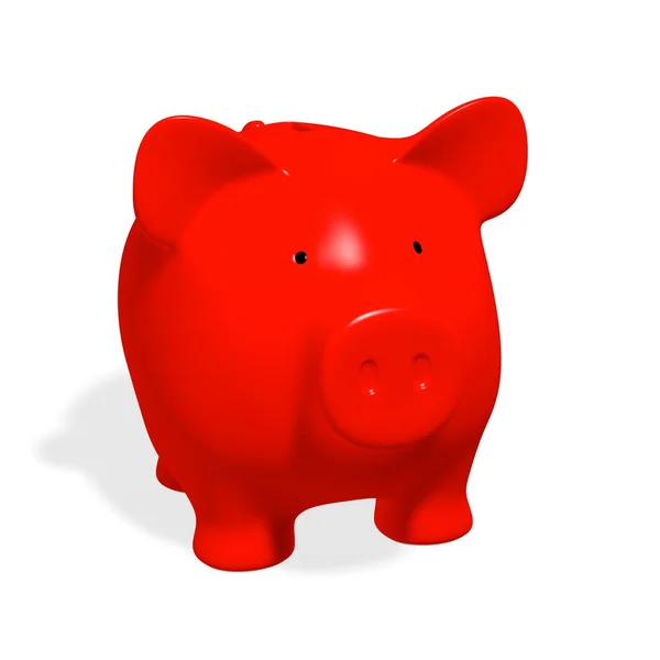 Копилка - красная свинья на белом фоне — стоковое фото
