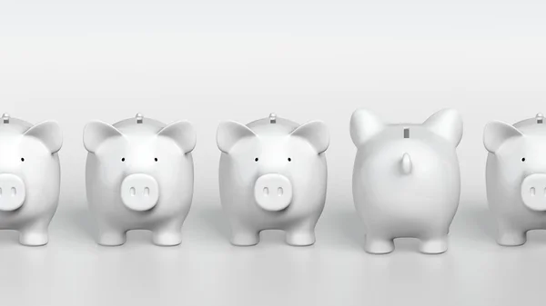 Piggy bank - orthographic raw with one pig from backside — Stock Photo, Image