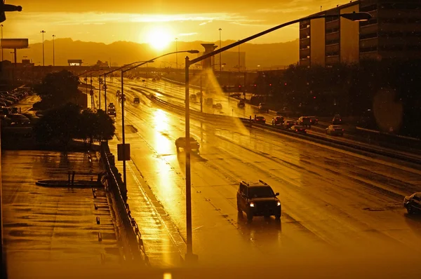 Rainy street at Sunset (Las Vegas) — Stock Photo, Image