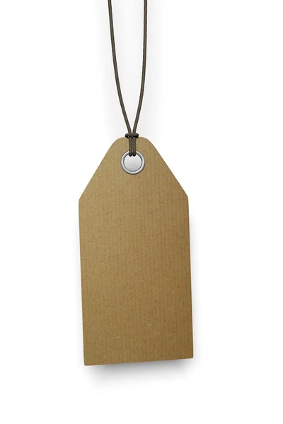 Brown paper tag with shadow on white background — Stock Photo, Image