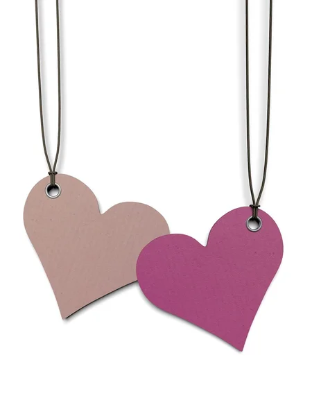 Two heart shaped paper tags — Stock Photo, Image