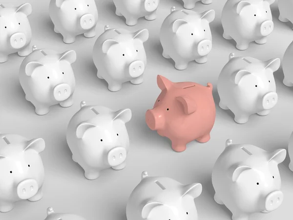 Piggy bank - grid with pink other direction — Stock Photo, Image