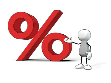 büyük kırmızı yüzde işareti ile yarım yamalak ufaklık