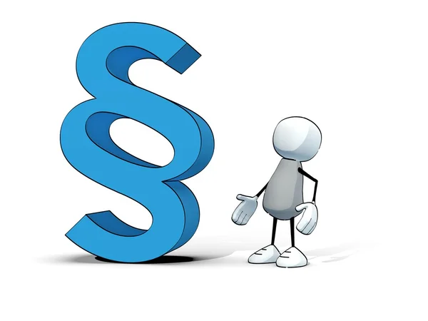 Little sketchy man with big blue paragraph symbol — Stock Photo, Image
