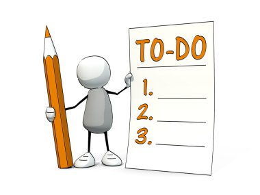 Biraz yarım yamalak adam turuncu kalem ve için yapılacaklar listesi