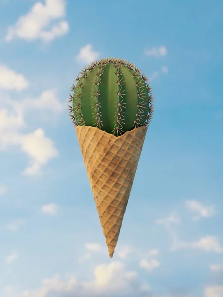 Кактус Конусе Мороженого Иллюстрация — стоковое фото