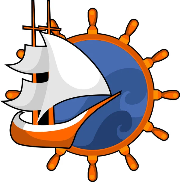 Seilbåtskip – stockvektor