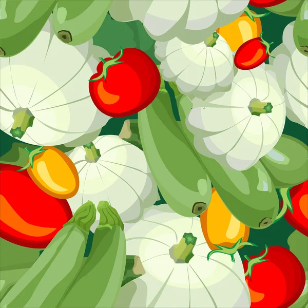 Patrón inconsútil calabacín de tomate maduro — Vector de stock