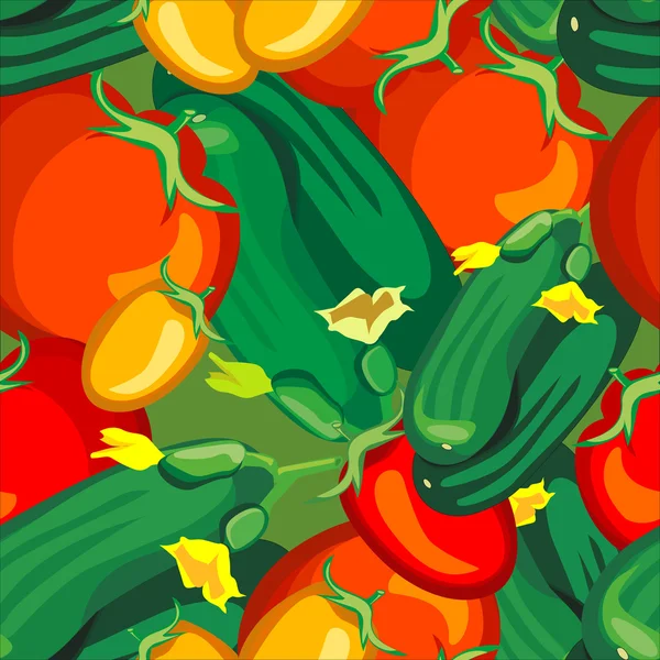 Seamless pattern ripe tomato cucumber — Stock Vector