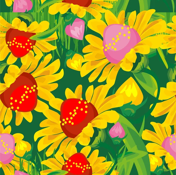 Fleurs motif sans couture — Image vectorielle