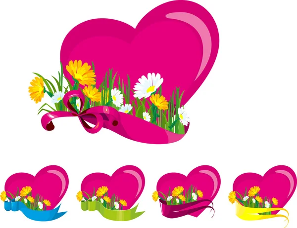 Heart with flowers — Stock Vector