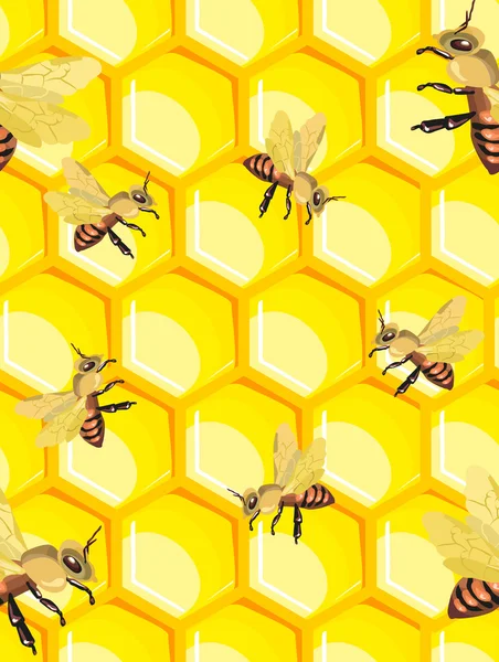 Padrão sem costura com abelhas mel — Vetor de Stock