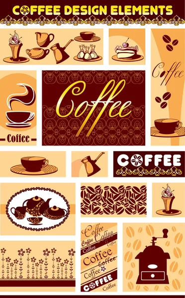 Vector set café elementos de diseño — Archivo Imágenes Vectoriales