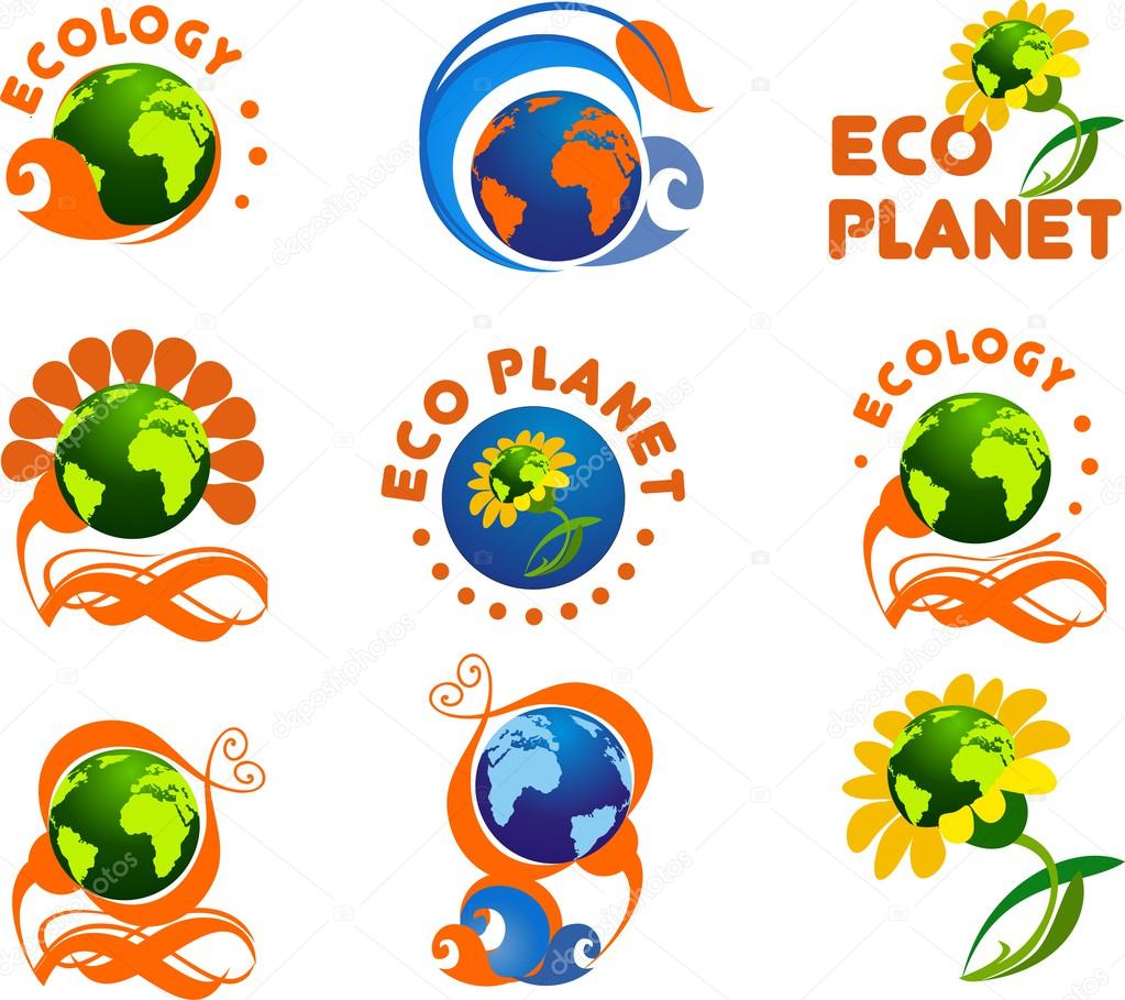 Set of logos on environmental issues