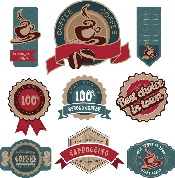 Vintage marco etiqueta café conjunto — Vector de stock