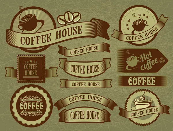 Etiquetas café en estilo retro — Vector de stock