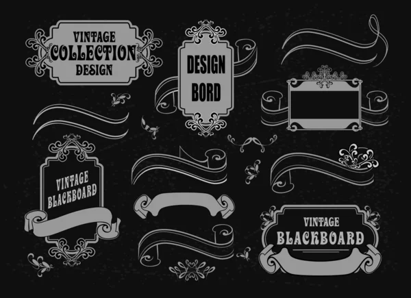 Colección de banners y bordes sobre fondo negro — Vector de stock