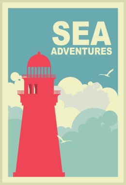 Deniz feneri ile deniz poster