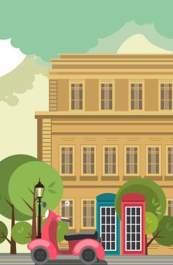 Cityscape bir scooter ile