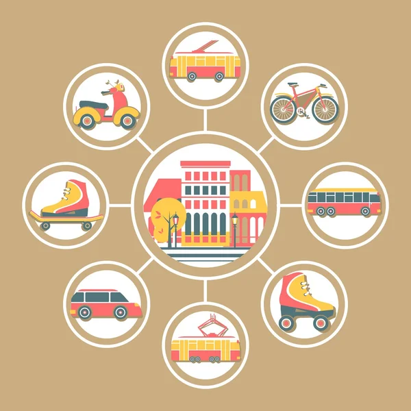 Set Badges plats Transport urbain — Image vectorielle