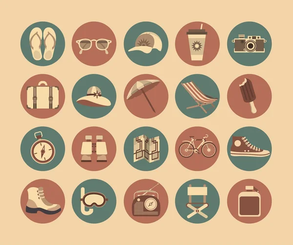 Flat Travel Icons — Stock Vector