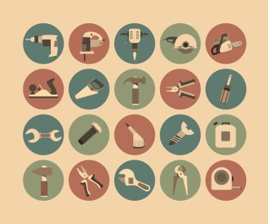 çalışma araçlar düz Icon set