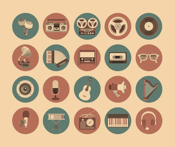 Instrumenty muzyczne ikony — Wektor stockowy