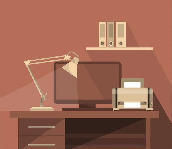 Werkruimte office illustratie — Stockvector