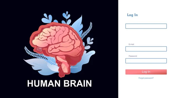Έννοια διάνυσμα έμβλημα του ανθρώπινου εγκεφάλου — Διανυσματικό Αρχείο