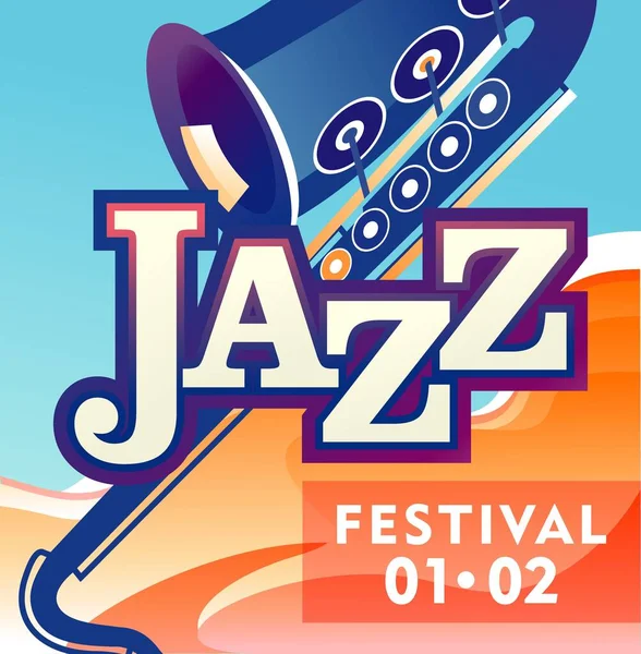 Music festival jazz advertising poster — Stock Vector