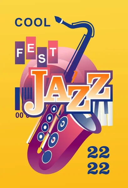 Modèle Pour Affiche Verticale Publicité Pour Festival Musique Jazz Billet — Image vectorielle