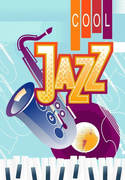 Template Vertical Poster Advertisement Jazz Music Festival Ticket Program Vector — Stock Vector