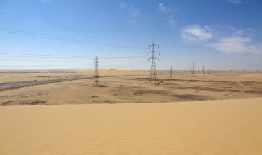 Desert with power poles clipart