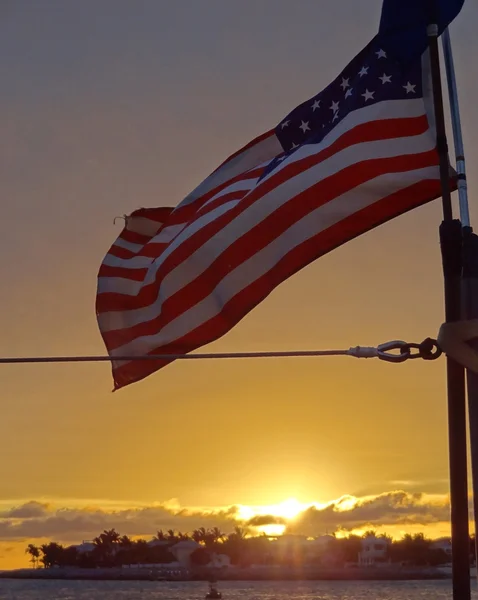 Bandeira americana e Sunset Key — Fotografia de Stock