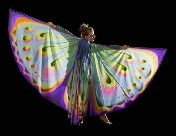 Dancing butterfly woman — Stock Photo, Image