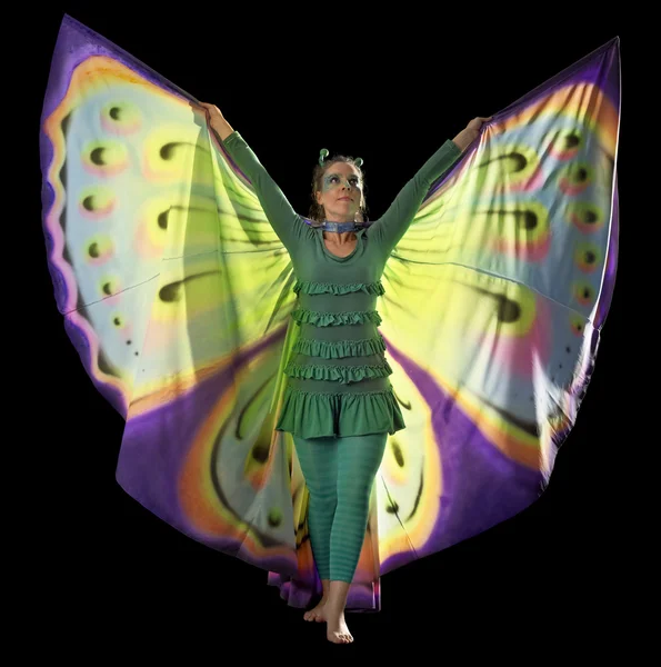 Dancing butterfly woman — Stock Photo, Image