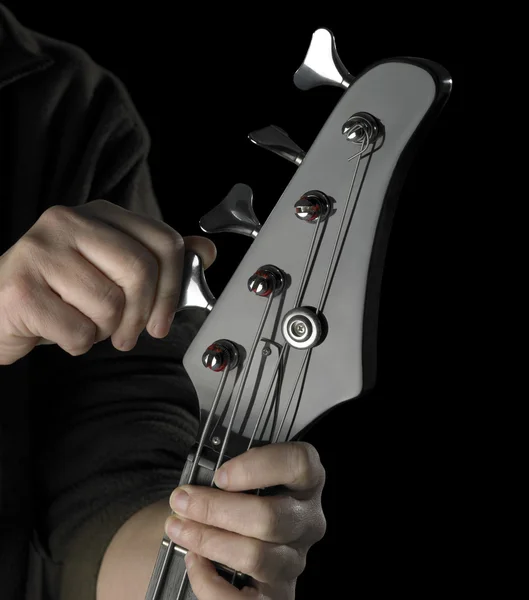 Bass guitar tuning — Stock Photo, Image