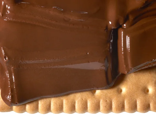 Schmelzende Schokolade auf Shortbread — Stockfoto