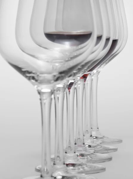 Wine glasses in a row — Stock Photo, Image