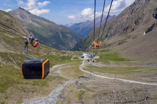 Scène Alpine Avec Télécabine Autour Stubaital Quartier Tyrol Autriche — Photo