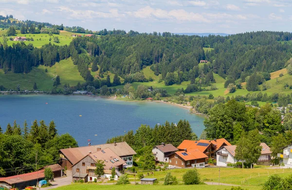 Krajobraz Wokół Grosser Alpsee Jezioro Pobliżu Immenstadt Bawarii Niemcy — Zdjęcie stockowe
