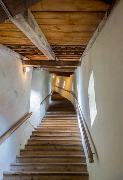 Lange Trap Binnen Het Hoge Kasteel Van Fuessen Een Stad — Stockfoto