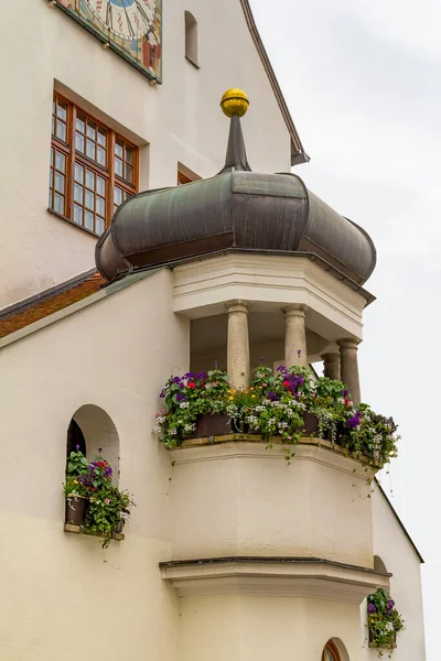 Detail Van Het Stadhuis Kempten Grootste Stad Van Allgaeu Zwaben — Stockfoto